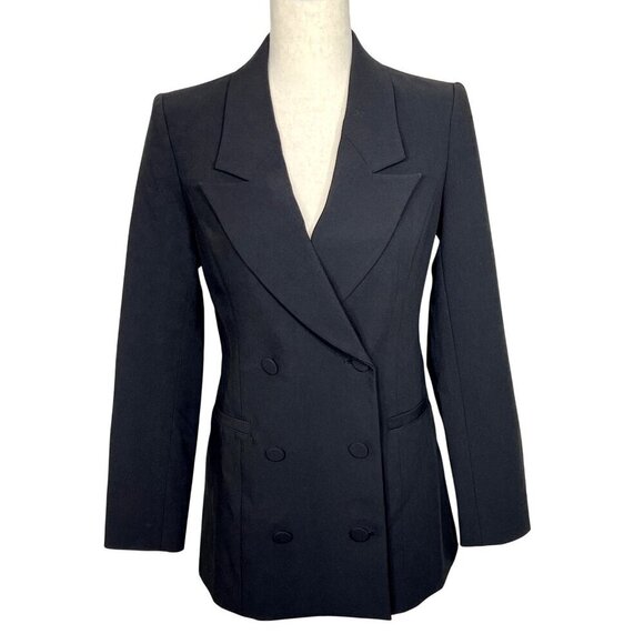 GOOD AMERICAN Single Vent Executive Double Breasted Blazer Black Sz S #GJK0032NA - Picture 1 of 6